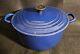 Vintage Le Creuset #22 Round Dutch Oven 3.5 Qt Enamel Cast Iron Pot/lid Dk Blue