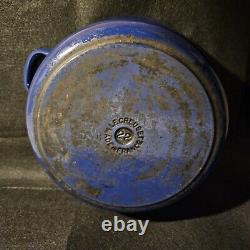Vintage Le Creuset #22 Round Dutch Oven 3.5 QT Enamel Cast Iron Pot/Lid Dk Blue