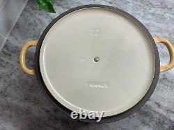 Vintage Le Creuset #22 Yellow Enameled Cast Iron withLid Dutch Oven 3.5 Qt VGC