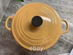 Vintage Le Creuset #22 Yellow Enameled Cast Iron withLid Dutch Oven 3.5 Qt VGC