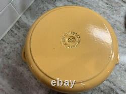 Vintage Le Creuset #22 Yellow Enameled Cast Iron withLid Dutch Oven 3.5 Qt VGC