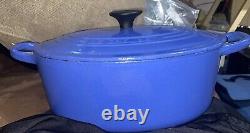 Vintage Le Creuset #25 Oval Dutch Oven Colbalt Blue 3.5 Qt Enamel Cast