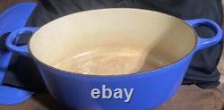 Vintage Le Creuset #25 Oval Dutch Oven Colbalt Blue 3.5 Qt Enamel Cast