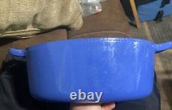 Vintage Le Creuset #25 Oval Dutch Oven Colbalt Blue 3.5 Qt Enamel Cast