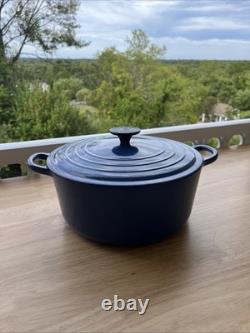 Vintage Le Creuset #26 5.5qt Quart Blue Dutch Oven With Lid Pre Owned