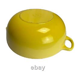 Vintage Le Creuset #26 Enameled Cast Iron Yellow-Dutch Oven Braiser-withLid