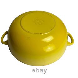 Vintage Le Creuset #26 Enameled Cast Iron Yellow-Dutch Oven Braiser-withLid