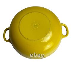 Vintage Le Creuset #26 Enameled Cast Iron Yellow-Dutch Oven Braiser-withLid