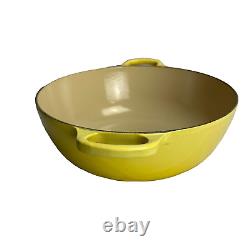 Vintage Le Creuset #26 Enameled Cast Iron Yellow-Dutch Oven Braiser-withLid