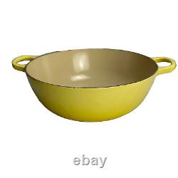 Vintage Le Creuset #26 Enameled Cast Iron Yellow-Dutch Oven Braiser-withLid