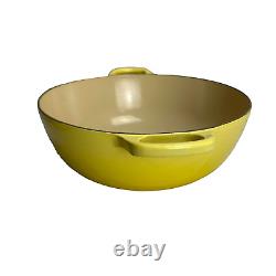 Vintage Le Creuset #26 Enameled Cast Iron Yellow-Dutch Oven Braiser-withLid