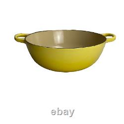 Vintage Le Creuset #26 Enameled Cast Iron Yellow-Dutch Oven Braiser-withLid