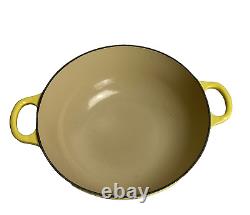 Vintage Le Creuset #26 Enameled Cast Iron Yellow-Dutch Oven Braiser-withLid