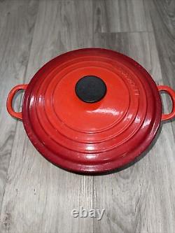 Vintage Le Creuset 5.5 Qt Red Enamel Cast Iron Dutch Oven France #26