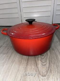 Vintage Le Creuset 5.5 Qt Red Enamel Cast Iron Dutch Oven France #26