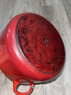 Vintage Le Creuset 5.5 Qt Red Enamel Cast Iron Dutch Oven France #26