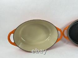 Vintage Le Creuset Cast Iron 28 Oval Dutch Oven Grill Pan Lid Soleil 4-1/2 Qt