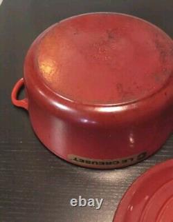 Vintage Le Creuset Cast Iron Dutch Oven #24 with Lid 4 Qt Made in France