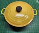 Vintage Le Creuset Dutch Oven #28 Yellow Gold Marigold Mustard 7.25 Qt France