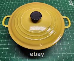 Vintage Le Creuset Dutch Oven #28 Yellow Gold Marigold Mustard 7.25 Qt France