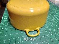 Vintage Le Creuset Dutch Oven #28 Yellow Gold Marigold Mustard 7.25 Qt France