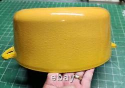 Vintage Le Creuset Dutch Oven #28 Yellow Gold Marigold Mustard 7.25 Qt France