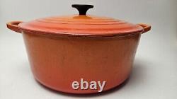 Vintage Le Creuset Dutch Oven 7.25 Qt #28 France Flame Orange PLEASE READ