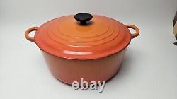 Vintage Le Creuset Dutch Oven 7.25 Qt #28 France Flame Orange PLEASE READ