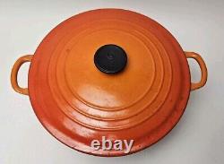 Vintage Le Creuset Dutch Oven 7.25 Qt #28 France Flame Orange PLEASE READ