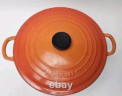 Vintage Le Creuset Dutch Oven 7.25 Qt #28 France Flame Orange PLEASE READ