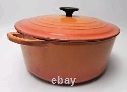 Vintage Le Creuset Dutch Oven 7.25 Qt #28 France Flame Orange PLEASE READ