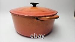 Vintage Le Creuset Dutch Oven 7.25 Qt #28 France Flame Orange PLEASE READ