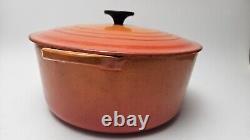 Vintage Le Creuset Dutch Oven 7.25 Qt #28 France Flame Orange PLEASE READ