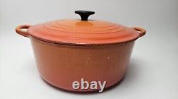 Vintage Le Creuset Dutch Oven 7.25 Qt #28 France Flame Orange PLEASE READ