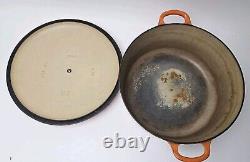 Vintage Le Creuset Dutch Oven 7.25 Qt #28 France Flame Orange PLEASE READ