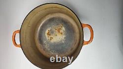 Vintage Le Creuset Dutch Oven 7.25 Qt #28 France Flame Orange PLEASE READ