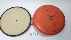 Vintage Le Creuset Dutch Oven 7.25 Qt #28 France Flame Orange PLEASE READ