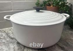 Vintage Le Creuset Dutch Oven 7.25 Qt #28 White READ L32