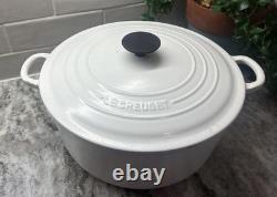 Vintage Le Creuset Dutch Oven 7.25 Qt #28 White READ L32
