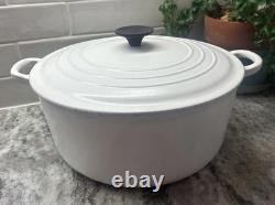Vintage Le Creuset Dutch Oven 7.25 Qt #28 White READ L32