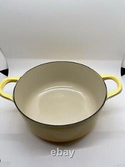 Vintage Le Creuset Dutch Oven C Yellow Cast Iron with Lid 2.5 Quart