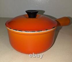 Vintage Le Creuset Dutch Oven E And Sauce Pot With Lid no. 14 Flame Orange