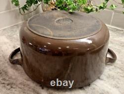 Vintage Le Creuset Dutch Oven Model D (22) 3.5 Qts. Brown withLid CRACK