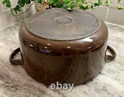 Vintage Le Creuset Dutch Oven Model D (22) 3.5 Qts. Brown withLid CRACK