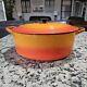 Vintage Le Creuset Dutch Oven With Lid Orange Flame G 7.25 Qt