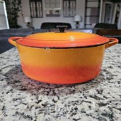 Vintage Le Creuset Dutch Oven With Lid Orange Flame G 7.25 Qt