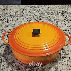 Vintage Le Creuset Dutch Oven With Lid Orange Flame G 7.25 Qt