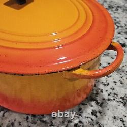 Vintage Le Creuset Dutch Oven With Lid Orange Flame G 7.25 Qt