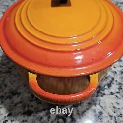 Vintage Le Creuset Dutch Oven With Lid Orange Flame G 7.25 Qt