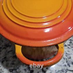 Vintage Le Creuset Dutch Oven With Lid Orange Flame G 7.25 Qt